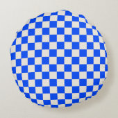 Cobalt and cream checkerboard pattern ラウンドクッション (裏面)
