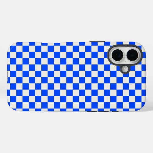 Cobalt and cream checkerboard pattern Case-Mate iPhoneケース (裏面 (横))