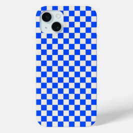 Cobalt and cream checkerboard pattern iPhone 15 miniケース