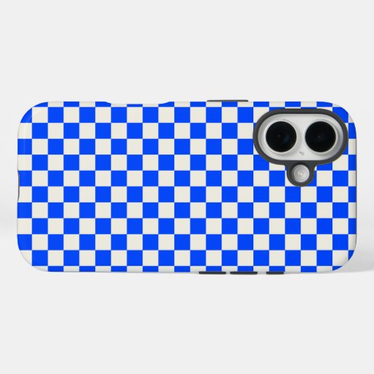 Cobalt and cream checkerboard pattern Case-Mate iPhoneケース (裏面 (横))