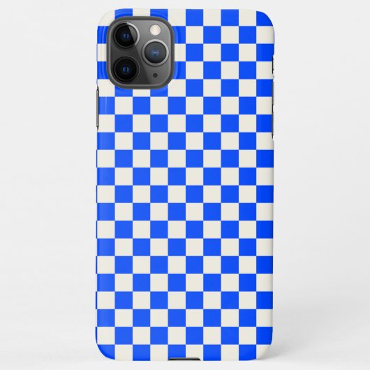 Cobalt and cream checkerboard pattern iPhoneケース (裏面)