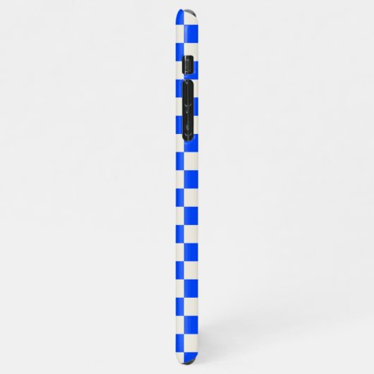 Cobalt and cream checkerboard pattern iPhoneケース (左側)