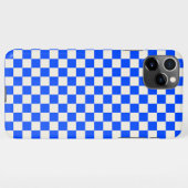 Cobalt and cream checkerboard pattern iPhoneケース (裏面横)