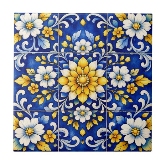Cobalt Bloom Fiesta Tile タイル (正面)