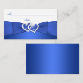 Cobalt BlueとWhite Joinedハートプレイスカード プレイスカード (正面/裏面)