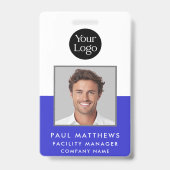 Cobalt Blue従業員フォト会社ID バッジ (Front)