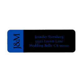 Cobalt Blue and Black Wedding Return Address Label ラベル