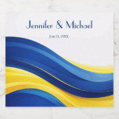 Cobalt Blue and Lemon Yellow Modern Wedding スパークリングワインラベル (シングルラベル)