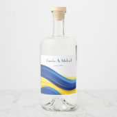 Cobalt Blue and Lemon Yellow Modern Wedding リキュールボトルラベル (正面)