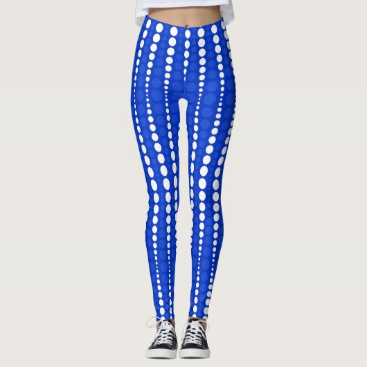Cobalt Blue and White Polka Dot Leggings レギンス (正面)
