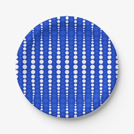 Cobalt Blue and White Polka Dots Paper Plate ペーパープレート (正面)