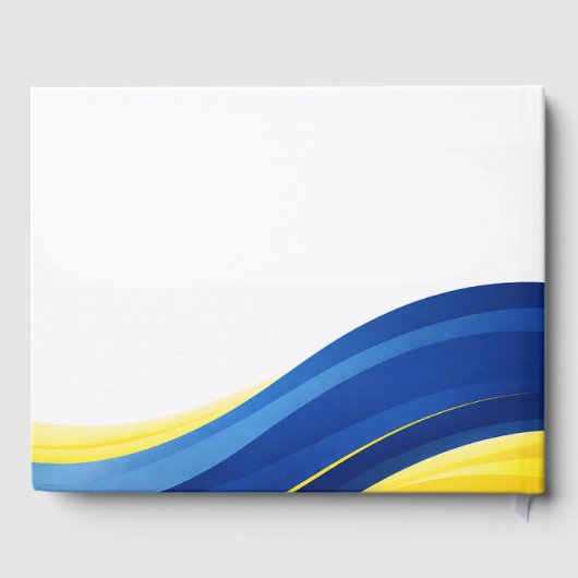 Cobalt Blue and Yellow Modern Wedding ゲストブック (裏面)