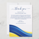 Cobalt Blue and Yellow Photo Wedding Thank you サンキューカード (裏面)