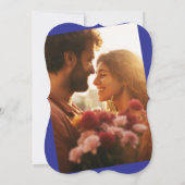 Cobalt Blue Boho Doodle Overlay Photo 結婚's 招待状 (裏面)