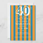 Cobalt Blue & Burnt Orange Stripes Modern Scripted 招待状 (正面)