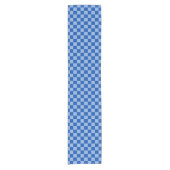 Cobalt Blue Checkerboard ショートテーブルランナー (正面)