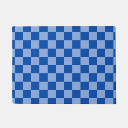 Cobalt Blue Checkerboard ドアマット (正面)