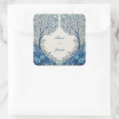 Cobalt Blue Etched Botanical Tree Arch Wedding スクエアシール (バッグ)