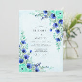 Cobalt Blue Ethereal Meadow Wedding 招待状 (スタンド正面)