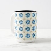 Cobalt Blue Floral And Golden Butterfly ツートーンマグカップ (正面左)