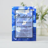 Cobalt blue floral elegant blue hydrangeas Wedding 招待状 (スタンド正面)