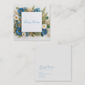 Cobalt Blue Floral Gold Frame Preserved Flower スクエア名刺 (正面/裏面)