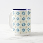 Cobalt Blue Floral Pattern ツートーンマグカップ (正面左)
