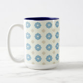 Cobalt Blue Floral Pattern ツートーンマグカップ (左)