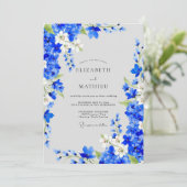 Cobalt Blue Floral Romance Wedding 招待状 (スタンド正面)