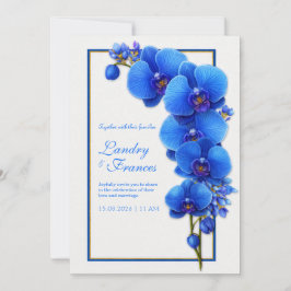 Cobalt Blue Gilded Orchid Wedding 招待状