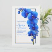 Cobalt Blue Gilded Orchid Wedding 招待状 (スタンド正面)