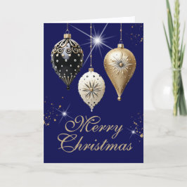 Cobalt Blue Gold White Vintage Ornaments Christmas シーズンカード