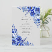 Cobalt Blue Graceful Winter Wedding 招待状 (スタンド正面)