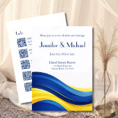 Cobalt Blue & Lemon Yellow All in One Wedding  招待状