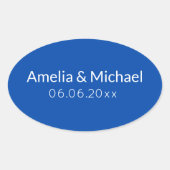 Cobalt Blue minimalist save the date 楕円形シール (正面)