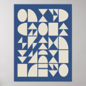 Cobalt Blue Modern Geometric Shapes Art ポスター (正面)