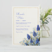 Cobalt Blue Muscari Botanical Gold Frame Wedding 招待状 (スタンド正面)