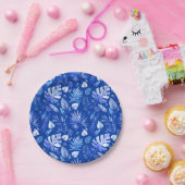 Cobalt Blue on Blue熱帯葉パターン7" ペーパープレート (パーティー)