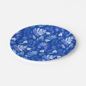 Cobalt Blue on Blue熱帯葉パターン7" ペーパープレート (アングル)