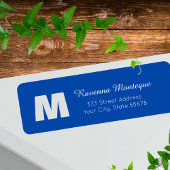 Cobalt Blue Personalized Monogram Letter Name ラベル