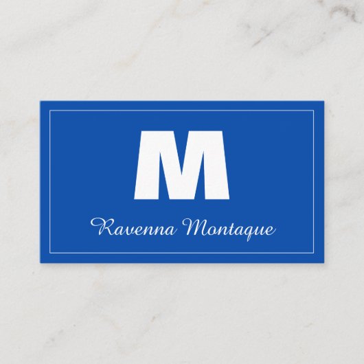 Cobalt Blue Personalized Monogram Letter Name 名刺 (正面)