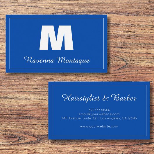 Cobalt Blue Personalized Monogram Letter Name 名刺