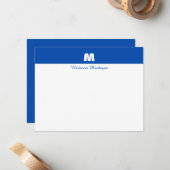 Cobalt Blue Personalized Name Letter Monogram  ノートカード (正面/裏面インサイチュ)