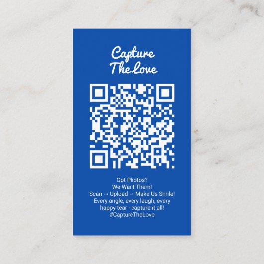 Cobalt Blue Photo Sharing Capture Love QR Code  名刺 (裏面)