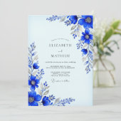 Cobalt Blue Pristine Winter Wedding 招待状 (スタンド正面)