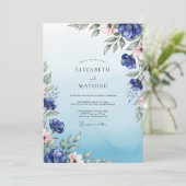 Cobalt Blue Radiant Botanical Wedding 招待状 (スタンド正面)