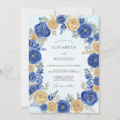 Cobalt Blue Regal Spring Wedding 招待状 (正面)
