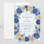 Cobalt Blue Regal Spring Wedding 招待状 (正面/裏面)