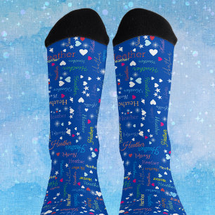 Cobalt Blue Skyハート&スター満載 ソックス