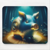 Cobalt Blue Steampunk Pig マウスパッド (正面)